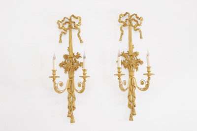 Lot 208 - A pair of Louis XVI-style giltwood and composition wall lights by Leone Cei & Figli of Florence