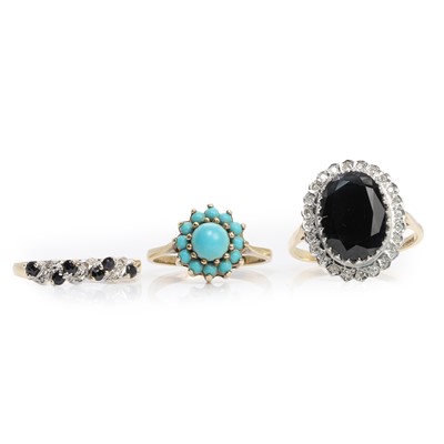 Lot 286 - A group of three gemstone set rings