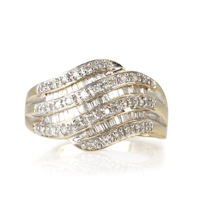 Lot 111 - A 9ct gold diamond crossover ring