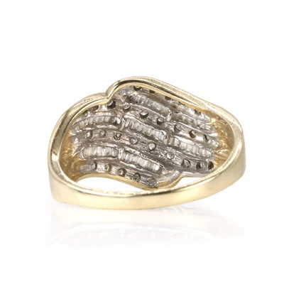 Lot 111 - A 9ct gold diamond crossover ring
