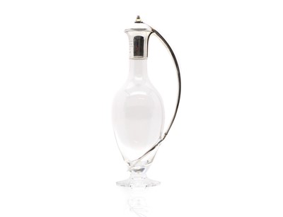 Lot 12 - A silver and crystal glass 'Curve' claret jug