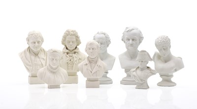 Lot 238 - A collection of eight Parian ware type busts