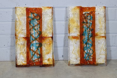 Lot 305 - A pair of Murano glass 'Patchwork' wall sculptures
