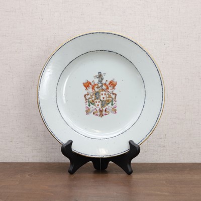 Lot 75 - A pair of Chinese export famille rose armorial plates