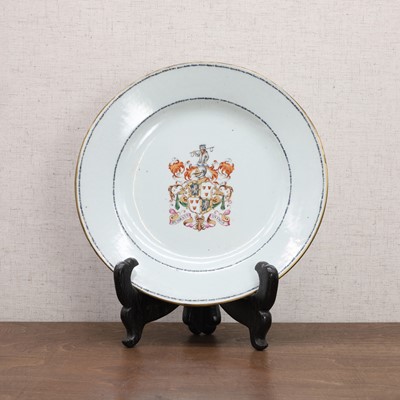 Lot 75 - A pair of Chinese export famille rose armorial plates