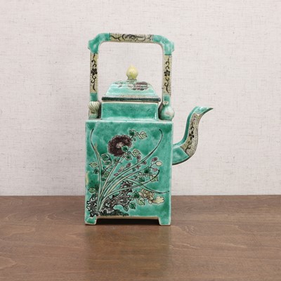Lot 45 - A Chinese famille verte biscuit teapot and cover