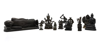 Lot 236 - A group of nine bronze buddha and other deities