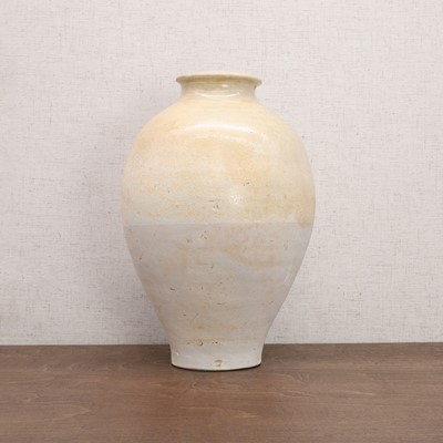 Lot 17 - A Chinese Gongyi ware white-glazed jar