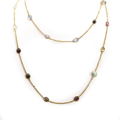 Lot 219 - A varicoloured gemstone long necklace