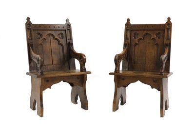 Lot 525 - A pair of Victorian Gothic armchairs