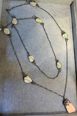 Lot 58 - An Arts & Crafts silver and opal necklace