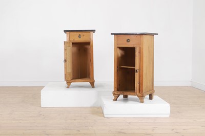 Lot 81 - A pair of pitch pine bedside cabinets