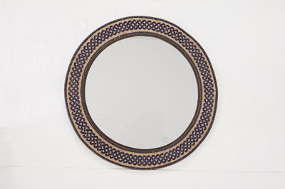 Lot 77 - A metal and glazed tile mirror