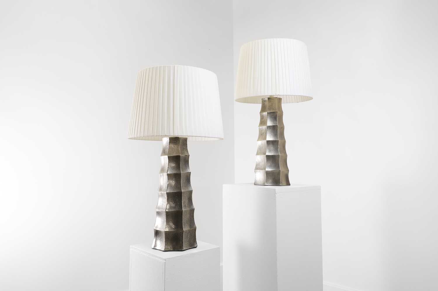 Lot 59 - A pair of modernist metal table lamps