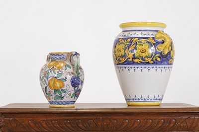 Lot 3 - Two maiolica-style glazed pottery vases