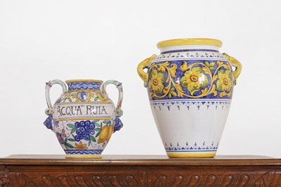 Lot 3 - Two maiolica-style glazed pottery vases