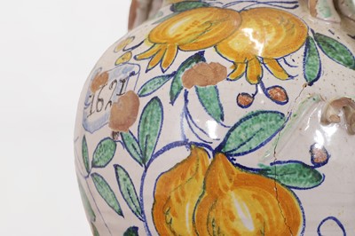 Lot 3 - Two maiolica-style glazed pottery vases