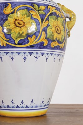 Lot 3 - Two maiolica-style glazed pottery vases