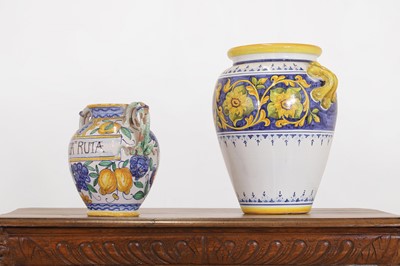 Lot 3 - Two maiolica-style glazed pottery vases