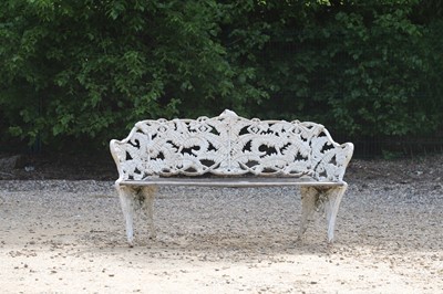 Lot 99 - A Coalbrookdale-style painted cast iron garden bench