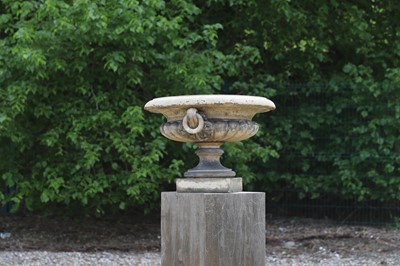 Lot 101 - A buff terracotta garden urn in the manner of J M Blashfield