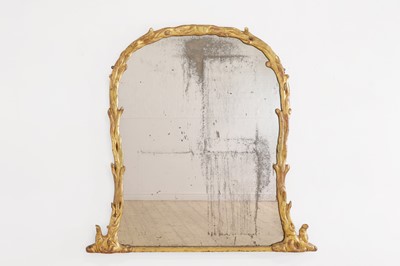 Lot 4 - A giltwood 'faux bois' overmantel mirror