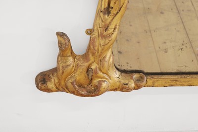 Lot 4 - A giltwood 'faux bois' overmantel mirror