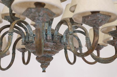 Lot 91 - A patinated copper chandelier