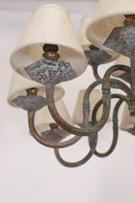 Lot 91 - A patinated copper chandelier