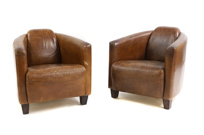 Lot 468 - A pair of Art Deco-style leather tub chairs