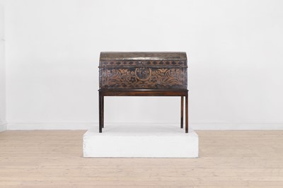 Lot 108 - A leather domed-top trunk