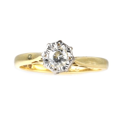 Lot 129 - An 18ct gold diamond single stone ring