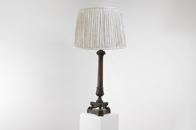 Lot 38 - An Empire-style patinated bronze table lamp