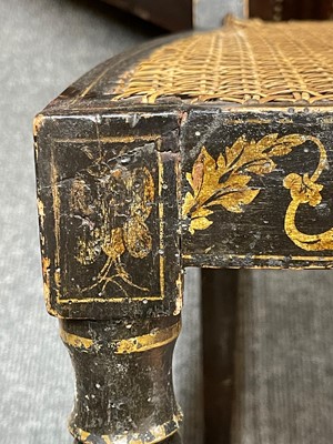 Lot 66 - A pair of George III ebonised and painted wooden side chairs