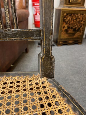 Lot 66 - A pair of George III ebonised and painted wooden side chairs