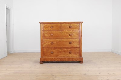 Lot 54 - A Victorian satin birch chest of drawers