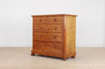 Lot 54 - A Victorian satin birch chest of drawers