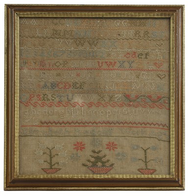 Lot 293 - A needlework alphabet sampler