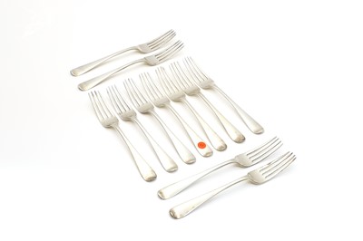 Lot 81 - A set of eleven Scottish silver table forks