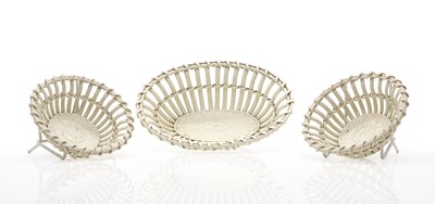 Lot 183 - A pair of Wedgwood pottery creamware baskets
