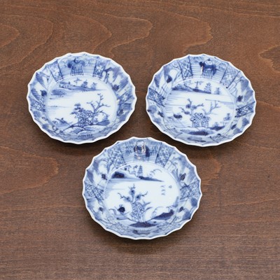 Lot 31 - A group of three Chinese blue and white saucers