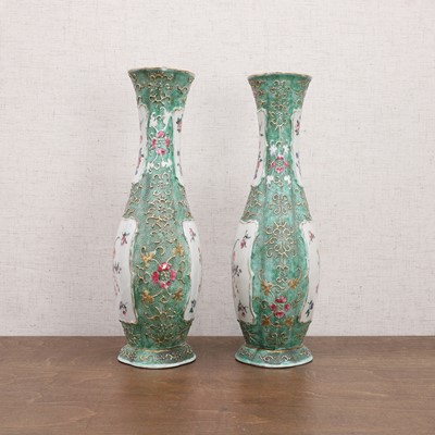 Lot 76 - A pair of Chinese export famille rose vases