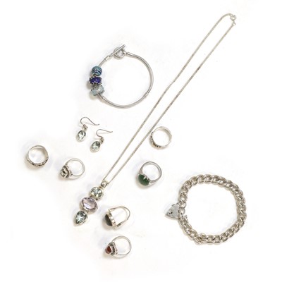 Lot 447 - A collection of silver and costume jewellery