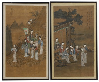 Lot 178 - A pair of Chinese gouache paintings