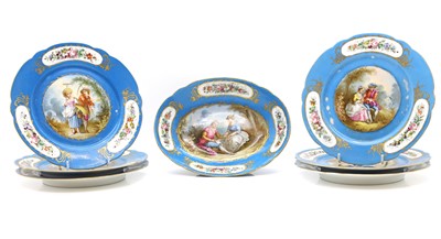 Lot 294 - A Sevres celeste blu dessert service