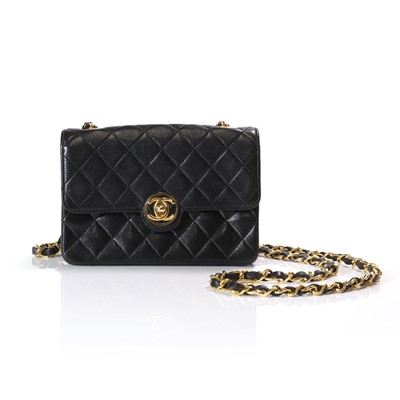 Lot 588 - A Chanel black lambskin flap bag