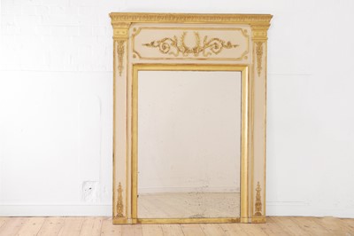 Lot 117 - A Louis XV-style painted, parcel-gilt, wood and gesso trumeau mirror