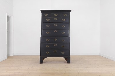 Lot 118 - A George III ebonised mahogany chest on chest