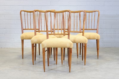 Lot 219 - A set of six Italian fruitwood chairs