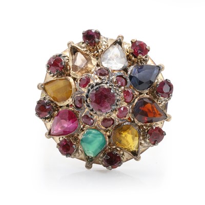 Lot 222 - A vari coloured gemstone Thai princess ring